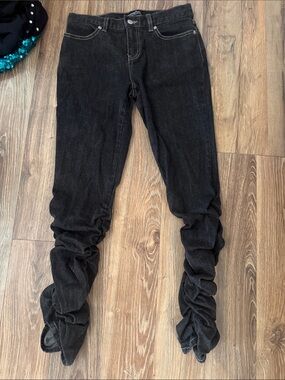 LONDONJEAN Black Ruched Skinny Jeans